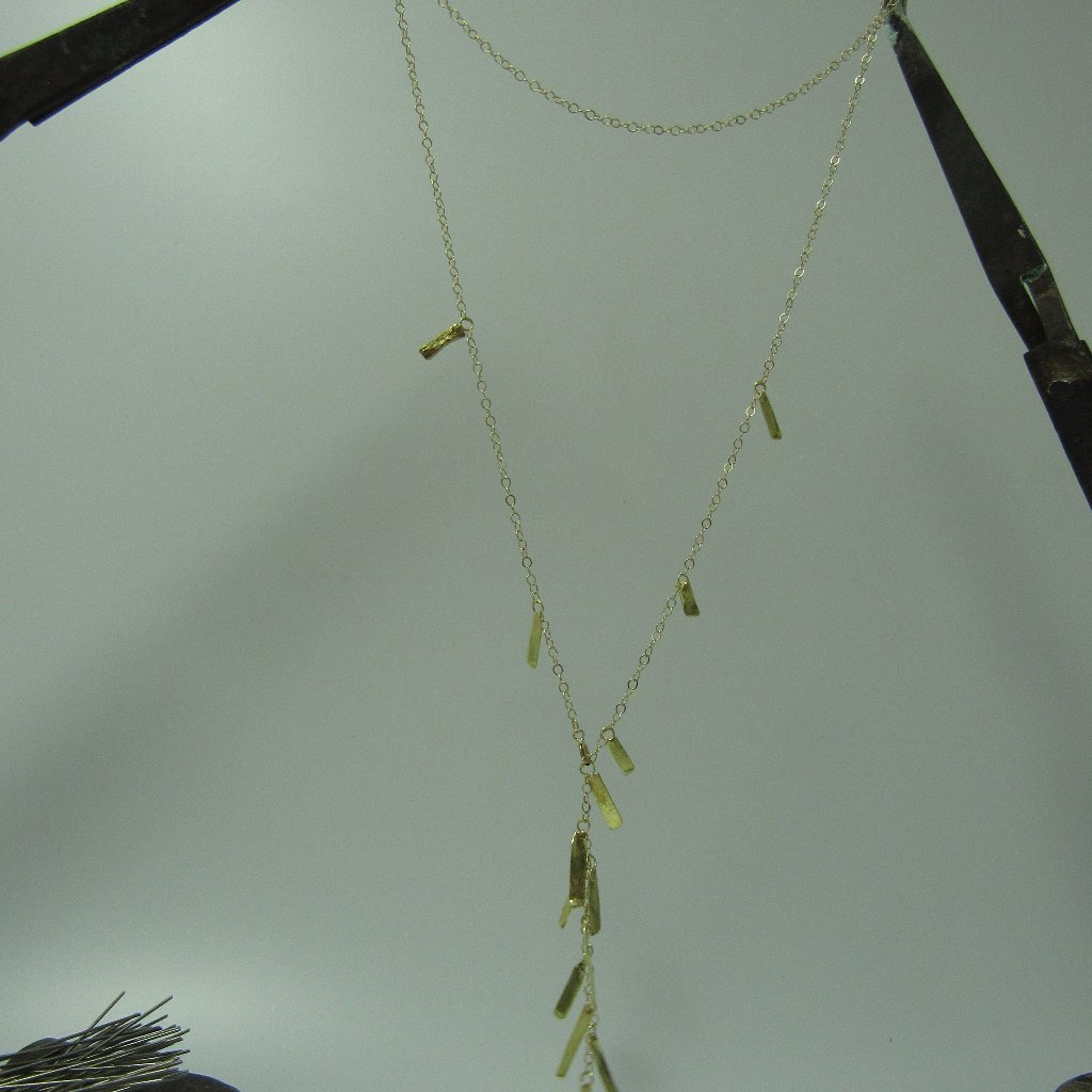 Gold Necklace. 24k Yellow Gold Leaf Necklace With Leaves Of Gold. Unique
